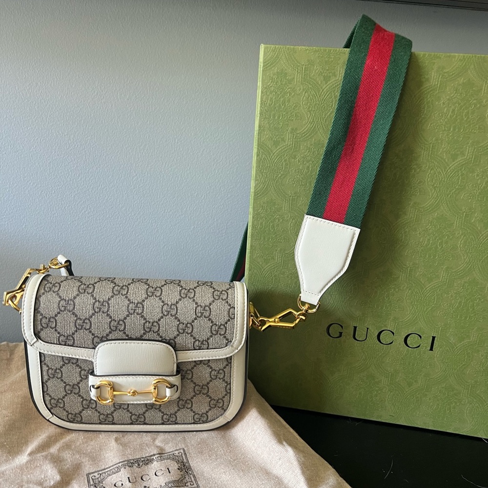 Gucci 1955 Mini Horsebit Handbag White GG Supreme